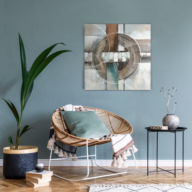 Obraz ręcznie malowany 80 x 80 cm Beżowy
