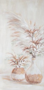 Obraz ręcznie malowany 60 x 120 cm Beżowy