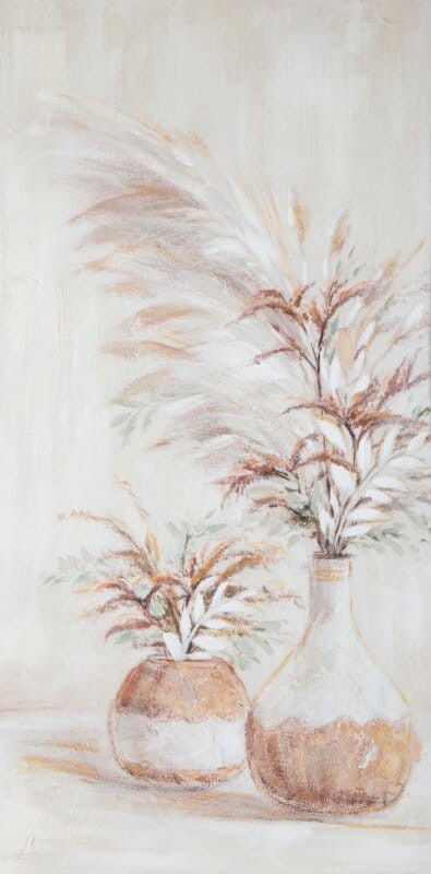 Obraz ręcznie malowany 60 x 120 cm Beżowy