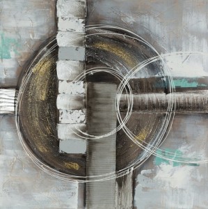 Obraz ręcznie malowany 80 x 80 cm Beżowy