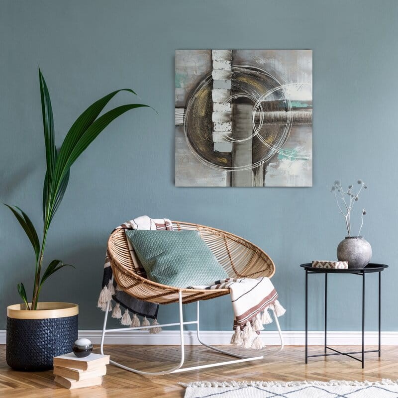 Obraz ręcznie malowany 80 x 80 cm Beżowy