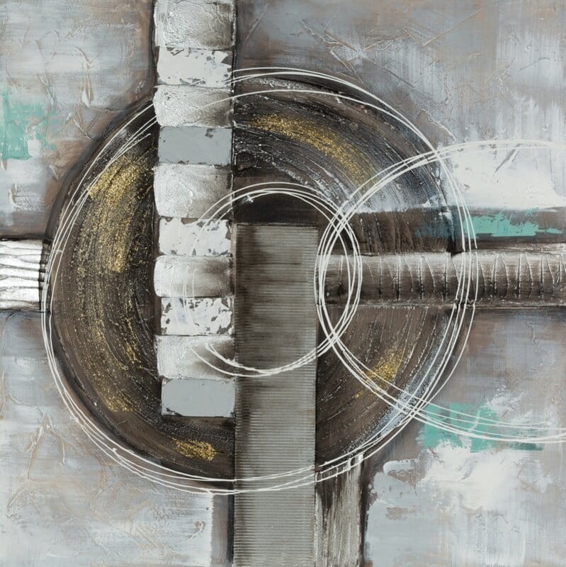 Obraz ręcznie malowany 80 x 80 cm Beżowy