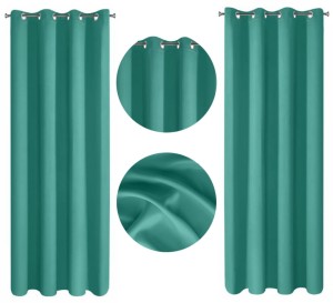 Zasłona zaciemniająca 135x250 Turkus Kółka
