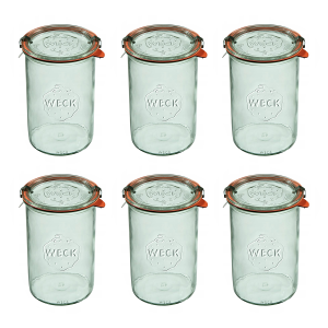 Weck Sturz Słoik 1050 ml (6 szt),  z Pokrywą, Uszczelką i  Zapinkami X2