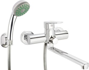 Deante Bateria ścienna z zestawem prysznicowym Tubo chrom BUT_057M