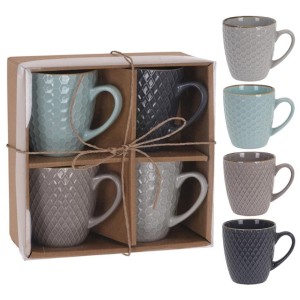 Kubek do Kawy Herbaty Zestaw Kubków Ceramicznych 4 szt. na Prezent