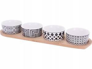 Miseczki na przekąski Ceramiczne na Sos Dipy Porcelanowe Taca Zestaw 4 szt.