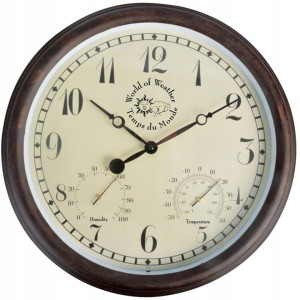 Zegar ścienny z termometrem i higrometrem 38cm Esschert Design Zewnętrzny Outlet