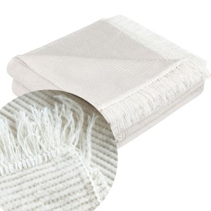 Taupe Koc Bawełniany 200x220 LADY Narzuta Pled Na Łóżko