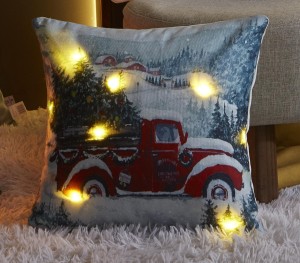 Świecąca Świąteczna Poszewka 45x45 Christmas Car LED