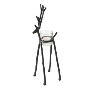 Świecznik Renifer Metalowy Figurka Czarna Świąteczna 35 cm L na święta