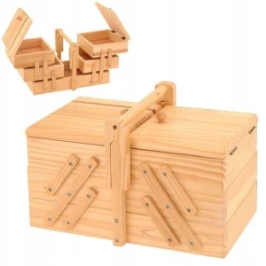 Niciarka organizer drewniany pojemnik na nici biżuterie 30x16x18,5 cm