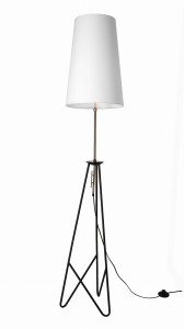 TAFLO Lampa Podłogowa Czarno Złota 1x60W E27 Abażur Biały