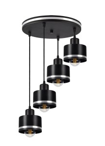 WAMA Lampa Wisząca Czarny 4x40W E27 Klosz Czarny+srebrny