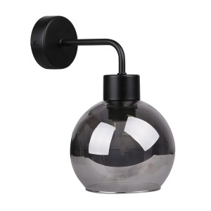 LADY Lampa Kinkiet Czarny 1x40W E27 Klosz Dymiony