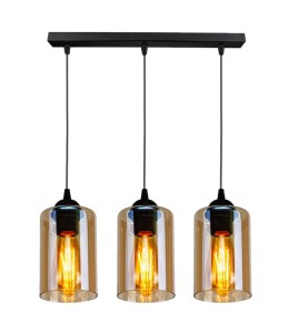 BISTRO Lampa Wisząca Czarny 3x40W E27 Klosz Brązowy