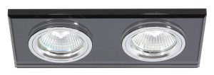 SS-21 Ch/bk Mr16 Dual 2x50W Chrom Opr. Strop. Stała Prostokąt Szkło Czarne