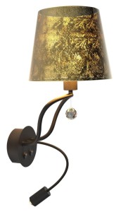 SARIA Lampa Kinkiet 1x6W E14 LED+8W LED Czarno Złoty Apeti