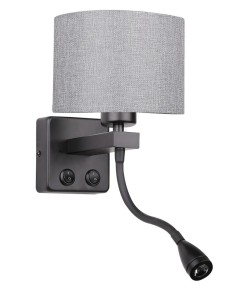 POLO Kinkiet 1x40W E27 + 2W LED Czarny Abaż. Okrągły Szary