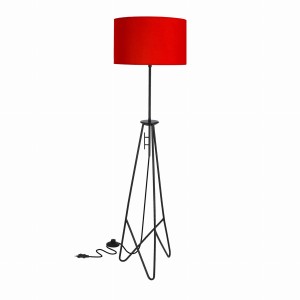 FLOAT Lampa Podłogowa Czarna 1x60W E27 Abażur Czerwony
