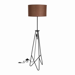 FLOAT Lampa Podłogowa Czarna 1x60W E27 Abażur Timber Ciemny
