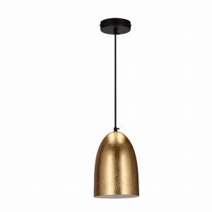ICARO Lampa Wisząca Czarny 1x40W E27 Klosz Złoty