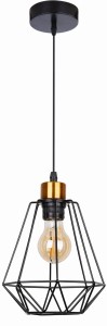 PRIMO Lampa Wisząca Czarny+złoty 1x60W E27 Klosz Czarny
