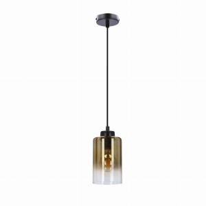 ASPRA Lampa Wisząca Czarny 1x60W E27 Klosz Bursztynowy