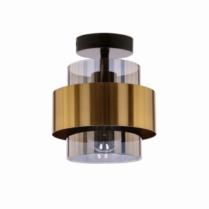 SPIEGA Lampa Sufitowa Czarny+mosiężny 1x60W E27 Klosz Dymiony