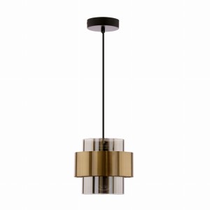 SPIEGA Lampa Wisząca Czarny+mosiężny 1x60W E27 Klosz Dymiony