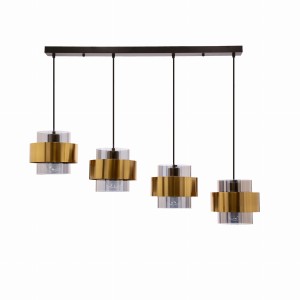 SPIEGA Lampa Wisząca Czarny+mosiężny 4x60W E27 Klosz Dymiony