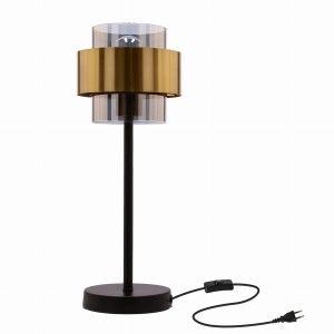 SPIEGA Lampa Stołowa Czarny+mosiężny 1x60W E27 Klosz Dymiony