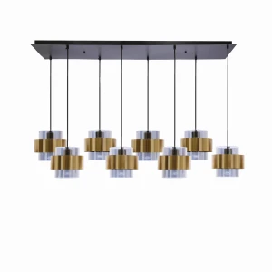 SPIEGA Lampa Wisząca Czarny+mosiężny 8x60W E27 Klosz Dymiony