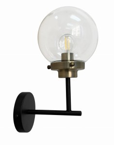LENS Lampa Kinkiet Czarny+patynowy Matowy 1x40W E14 Klosz Bezbarwny