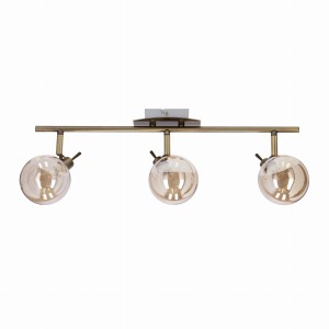 LENTINI Lampa Sufitowa Listwa Patynowy 3x40W G9 Klosz Bursztynowy