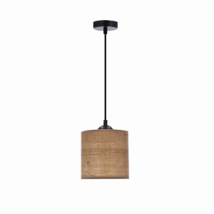 LEGNO Lampa Wisząca Czarny 15 1x40W E27 Abażur Orzechowy