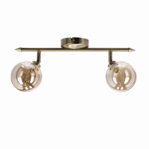 RODIA Lampa Sufitowa Listwa Patynowy 2x40W G9 Klosz Bursztynowy