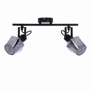 RANDI Lampa Sufitowa Listwa Czarny Matowy 2x15W E14 Klosz Dymiony