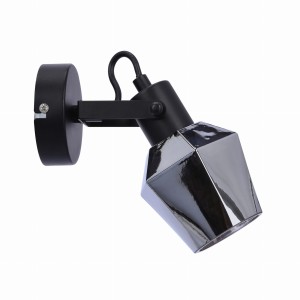 RANDI Lampa Kinkiet Czarny Matowy 1x15W E14 Klosz Dymiony