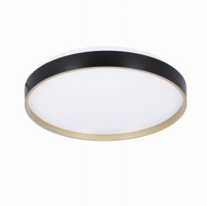 FLORIDA Lampa Sufit. Plafon Czarno Złoty+biały 18W LED 33 Cm Klosz Biały