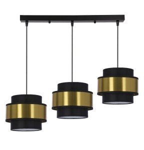 PRESTIGE Lampa Wisząca Czarny 3x40W E27 Abażur Czarny+złoty