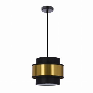 PRESTIGE Lampa Wisząca Czarny 1x40W E27 Abażur Czarny+złoty