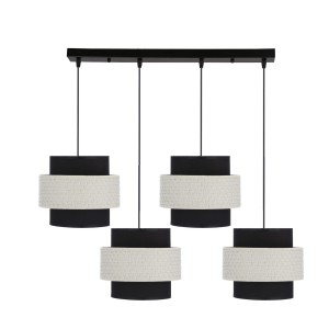 BENTA Lampa Wisząca Czarny 4x40W E27 Abażur Czarny+kremowy