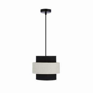 BENTA Lampa Wisząca Czarny 1x40W E27 Abażur Czarny+kremowy