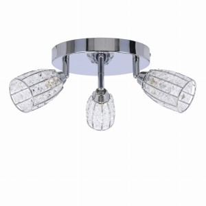 SHIBA Lampa Sufitowa Plafon Chromowy 3x15W G9 Klosz Bezbarwny