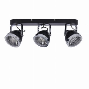 CRAZY Lampa Sufitowa Listwa Czarny 3x15W GU10 Klosz Bezbarwny