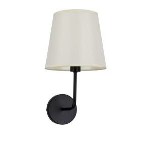 PASTERI Lampa Kinkiet Czarny Matowy 1x40 E14 Abażur Beżowy