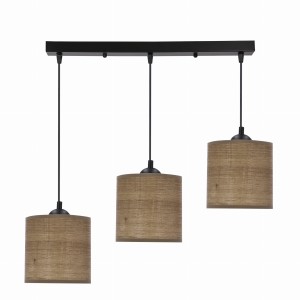 LEGNO Lampa Wisząca Czarny 15 3x40W E27 Abażur Orzechowy