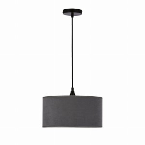 MALOTO Lampa Wisząca Czarny 1x60 E27 Abażur Walec 30x15 Velur Grafit/złoto