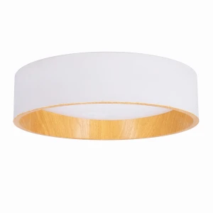 LAZIO Lampa Sufitowa Plafon Biało Drewniany 24W LED 40 Cm Klosz Biały